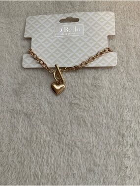 D'Bello Gold Heart Toggle Bracelet for Women
